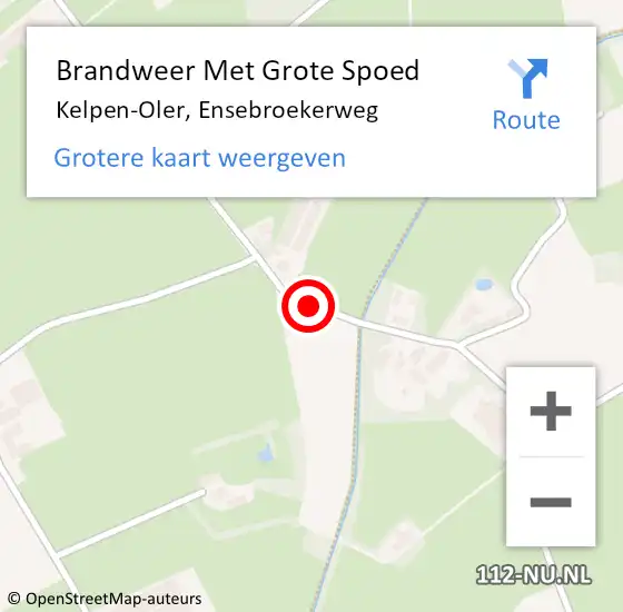 Locatie op kaart van de 112 melding: Brandweer Met Grote Spoed Naar Kelpen-Oler, Ensebroekerweg op 11 mei 2020 18:58