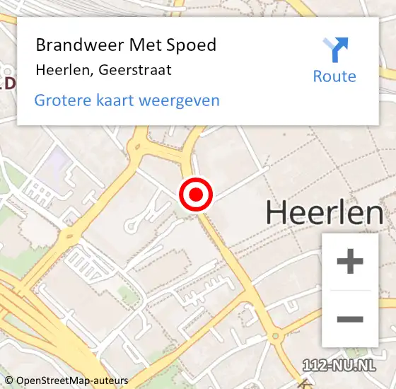 Locatie op kaart van de 112 melding: Brandweer Met Spoed Naar Heerlen, Geerstraat op 11 mei 2020 19:28