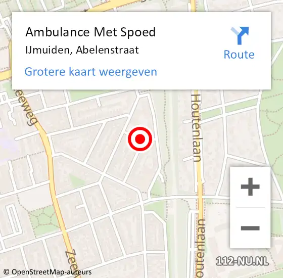 Locatie op kaart van de 112 melding: Ambulance Met Spoed Naar IJmuiden, Abelenstraat op 11 mei 2020 19:53