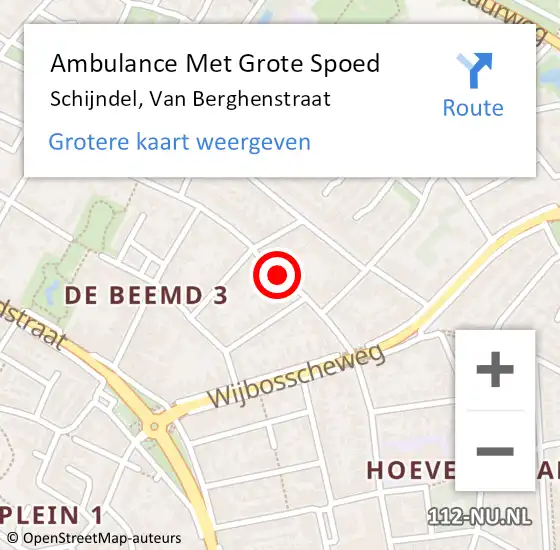 Locatie op kaart van de 112 melding: Ambulance Met Grote Spoed Naar Schijndel, Van Berghenstraat op 11 mei 2020 19:57