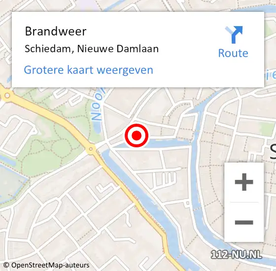 Locatie op kaart van de 112 melding: Brandweer Schiedam, Nieuwe Damlaan op 11 mei 2020 23:12