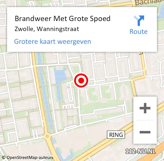 Locatie op kaart van de 112 melding: Brandweer Met Grote Spoed Naar Zwolle, Wanningstraat op 12 mei 2020 01:43