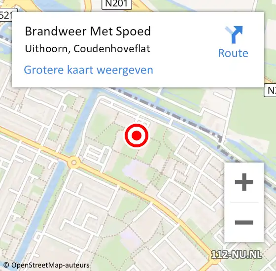 Locatie op kaart van de 112 melding: Brandweer Met Spoed Naar Uithoorn, Coudenhoveflat op 12 mei 2020 02:08