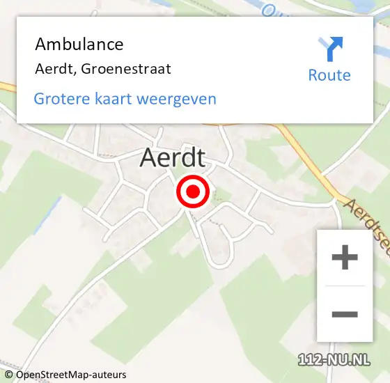 Locatie op kaart van de 112 melding: Ambulance Aerdt, Groenestraat op 1 oktober 2013 06:15