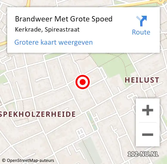 Locatie op kaart van de 112 melding: Brandweer Met Grote Spoed Naar Kerkrade, Spireastraat op 12 mei 2020 06:56