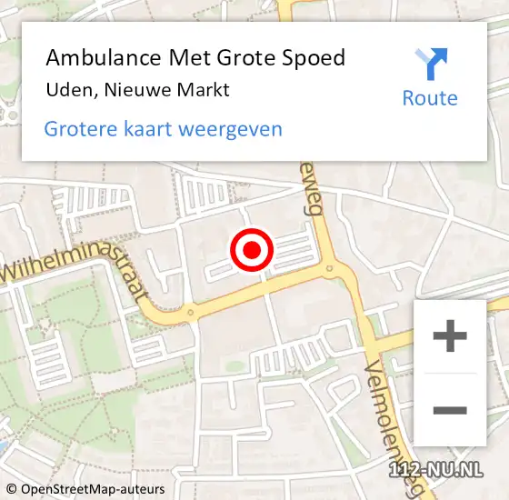 Locatie op kaart van de 112 melding: Ambulance Met Grote Spoed Naar Uden, Nieuwe Markt op 12 mei 2020 07:00