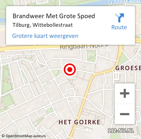 Locatie op kaart van de 112 melding: Brandweer Met Grote Spoed Naar Tilburg, Wittebollestraat op 12 mei 2020 07:59