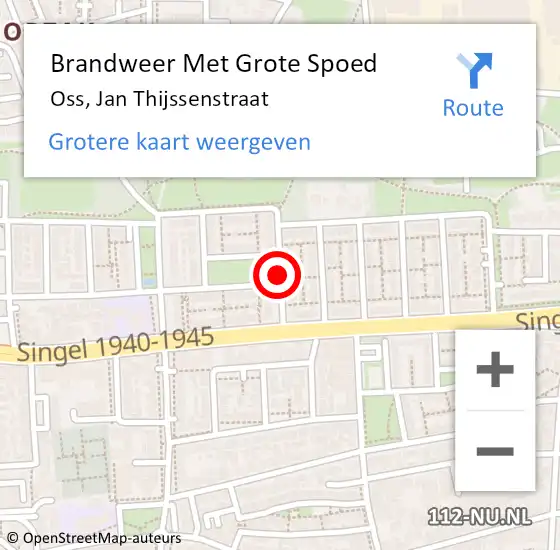 Locatie op kaart van de 112 melding: Brandweer Met Grote Spoed Naar Oss, Jan Thijssenstraat op 12 mei 2020 10:48