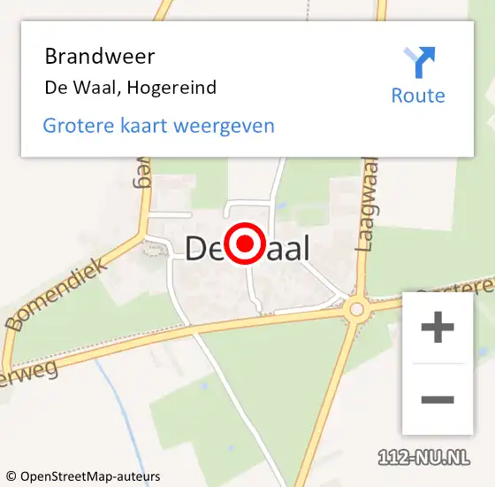 Locatie op kaart van de 112 melding: Brandweer De Waal, Hogereind op 12 mei 2020 10:52