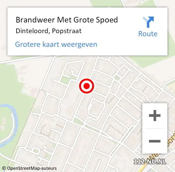 Locatie op kaart van de 112 melding: Brandweer Met Grote Spoed Naar Dinteloord, Popstraat op 12 mei 2020 11:54