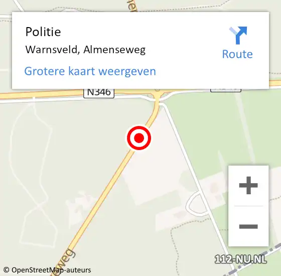 Locatie op kaart van de 112 melding: Politie Warnsveld, Almenseweg op 12 mei 2020 12:25