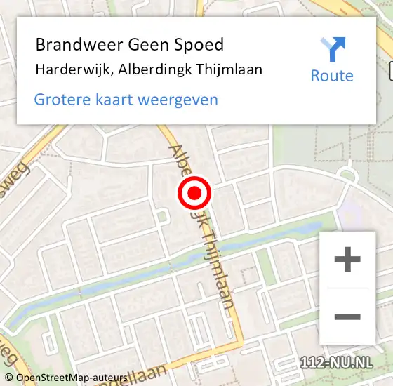 Locatie op kaart van de 112 melding: Brandweer Geen Spoed Naar Harderwijk, Alberdingk Thijmlaan op 12 mei 2020 12:56