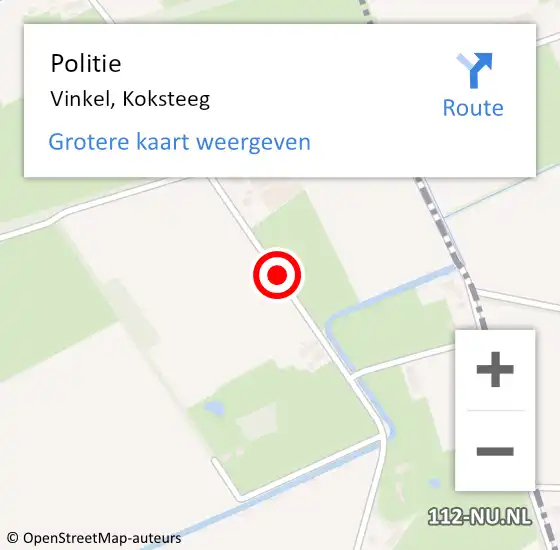 Locatie op kaart van de 112 melding: Politie Vinkel, Koksteeg op 12 mei 2020 12:59