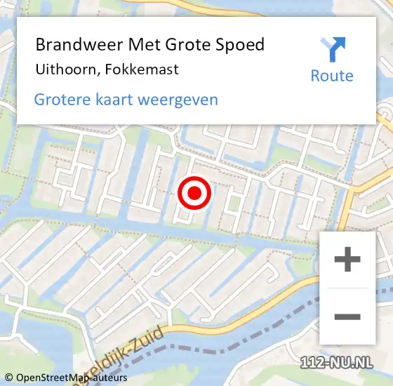 Locatie op kaart van de 112 melding: Brandweer Met Grote Spoed Naar Uithoorn, Fokkemast op 12 mei 2020 13:39