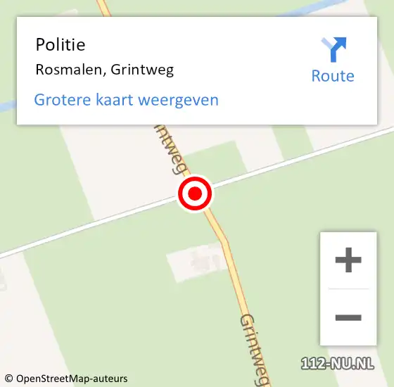 Locatie op kaart van de 112 melding: Politie Rosmalen, Grintweg op 12 mei 2020 14:02