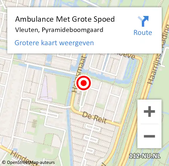 Locatie op kaart van de 112 melding: Ambulance Met Grote Spoed Naar Vleuten, Pyramideboomgaard op 12 mei 2020 14:26