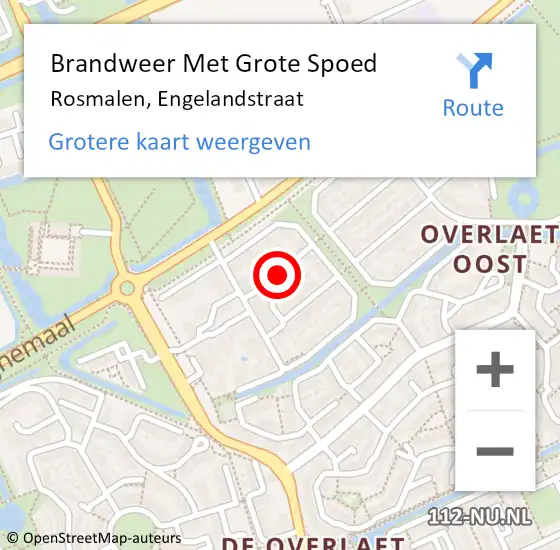 Locatie op kaart van de 112 melding: Brandweer Met Grote Spoed Naar Rosmalen, Engelandstraat op 12 mei 2020 15:20