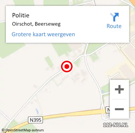 Locatie op kaart van de 112 melding: Politie Oirschot, Beerseweg op 12 mei 2020 15:49