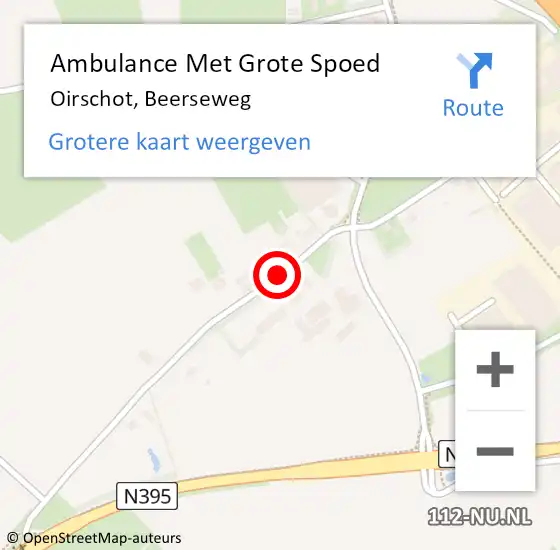 Locatie op kaart van de 112 melding: Ambulance Met Grote Spoed Naar Oirschot, Beerseweg op 12 mei 2020 15:50