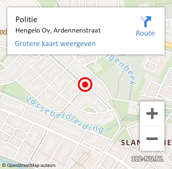Locatie op kaart van de 112 melding: Politie Hengelo Ov, Ardennenstraat op 12 mei 2020 15:57