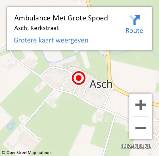 Locatie op kaart van de 112 melding: Ambulance Met Grote Spoed Naar Asch, Kerkstraat op 12 mei 2020 16:28