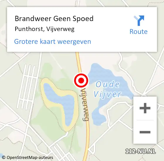 Locatie op kaart van de 112 melding: Brandweer Geen Spoed Naar Punthorst, Vijverweg op 12 mei 2020 16:30