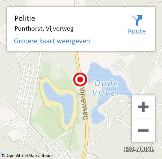 Locatie op kaart van de 112 melding: Politie Punthorst, Vijverweg op 12 mei 2020 16:32