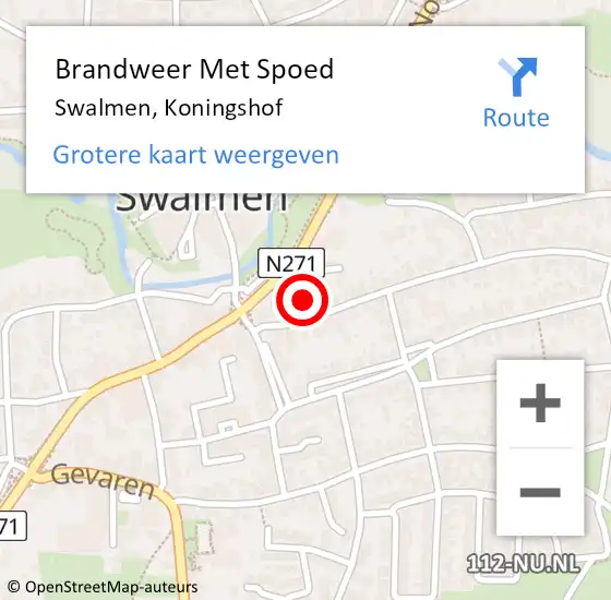 Locatie op kaart van de 112 melding: Brandweer Met Spoed Naar Swalmen, Koningshof op 12 mei 2020 17:14