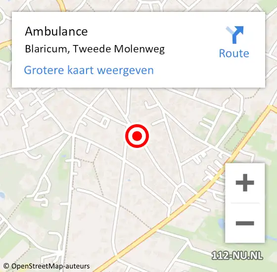 Locatie op kaart van de 112 melding: Ambulance Blaricum, Tweede Molenweg op 6 mei 2014 14:09