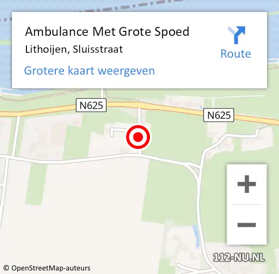 Locatie op kaart van de 112 melding: Ambulance Met Grote Spoed Naar Lithoijen, Sluisstraat op 12 mei 2020 18:40