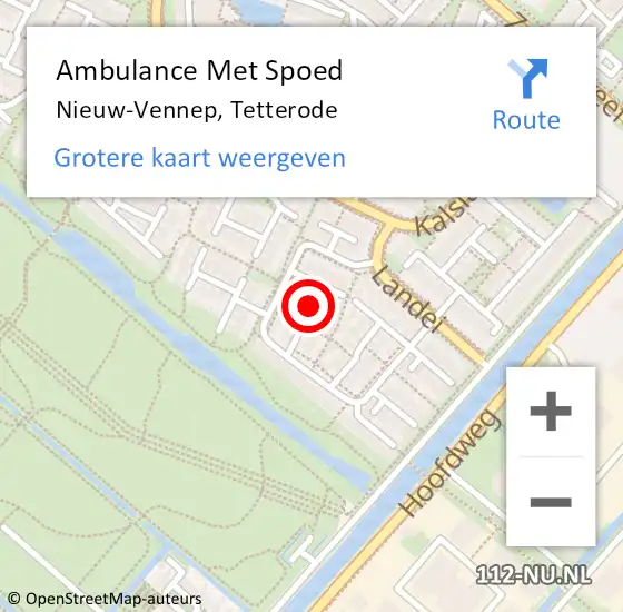 Locatie op kaart van de 112 melding: Ambulance Met Spoed Naar Nieuw-Vennep, Tetterode op 12 mei 2020 20:11