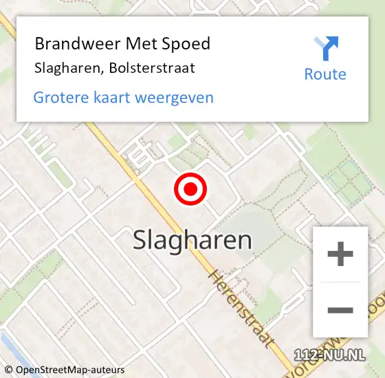 Locatie op kaart van de 112 melding: Brandweer Met Spoed Naar Slagharen, Bolsterstraat op 12 mei 2020 20:41