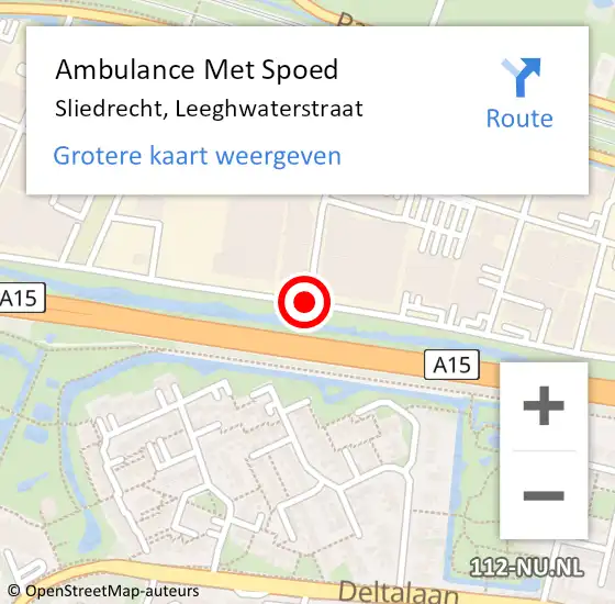 Locatie op kaart van de 112 melding: Ambulance Met Spoed Naar Sliedrecht, Leeghwaterstraat op 12 mei 2020 20:46