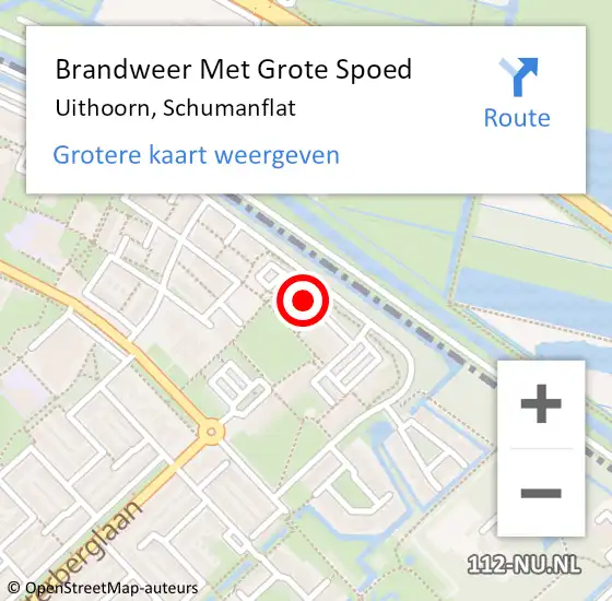 Locatie op kaart van de 112 melding: Brandweer Met Grote Spoed Naar Uithoorn, Schumanflat op 12 mei 2020 22:09