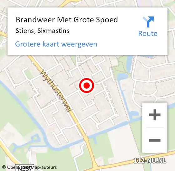 Locatie op kaart van de 112 melding: Brandweer Met Grote Spoed Naar Stiens, Sixmastins op 12 mei 2020 23:25