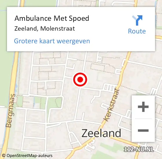 Locatie op kaart van de 112 melding: Ambulance Met Spoed Naar Zeeland, Molenstraat op 12 mei 2020 23:26