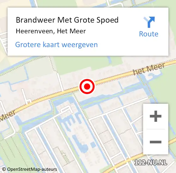 Locatie op kaart van de 112 melding: Brandweer Met Grote Spoed Naar Heerenveen, Het Meer op 13 mei 2020 01:37