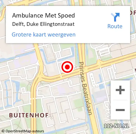Locatie op kaart van de 112 melding: Ambulance Met Spoed Naar Delft, Duke Ellingtonstraat op 13 mei 2020 07:18
