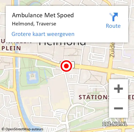 Locatie op kaart van de 112 melding: Ambulance Met Spoed Naar Helmond, Traverse op 13 mei 2020 07:52