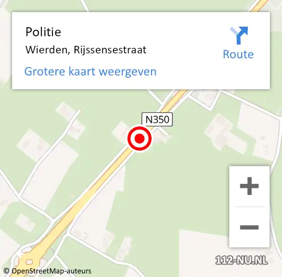 Locatie op kaart van de 112 melding: Politie Wierden, Rijssensestraat op 13 mei 2020 09:04