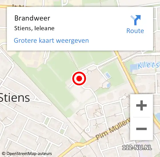 Locatie op kaart van de 112 melding: Brandweer Stiens, Ieleane op 13 mei 2020 09:07