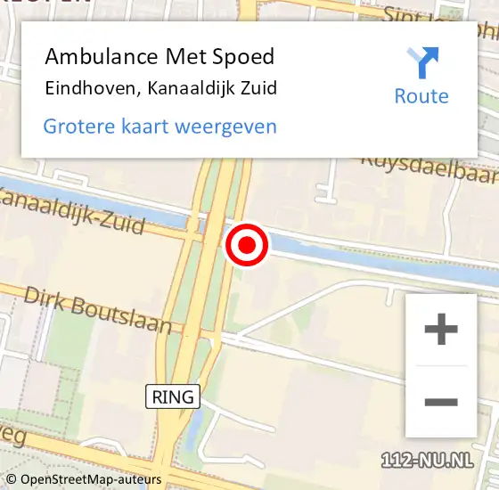 Locatie op kaart van de 112 melding: Ambulance Met Spoed Naar Eindhoven, Kanaaldijk Zuid op 13 mei 2020 09:07