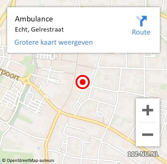 Locatie op kaart van de 112 melding: Ambulance Echt, Gelrestraat op 13 mei 2020 09:18