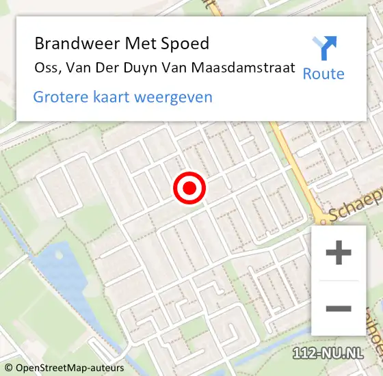 Locatie op kaart van de 112 melding: Brandweer Met Spoed Naar Oss, Van Der Duyn Van Maasdamstraat op 13 mei 2020 09:46