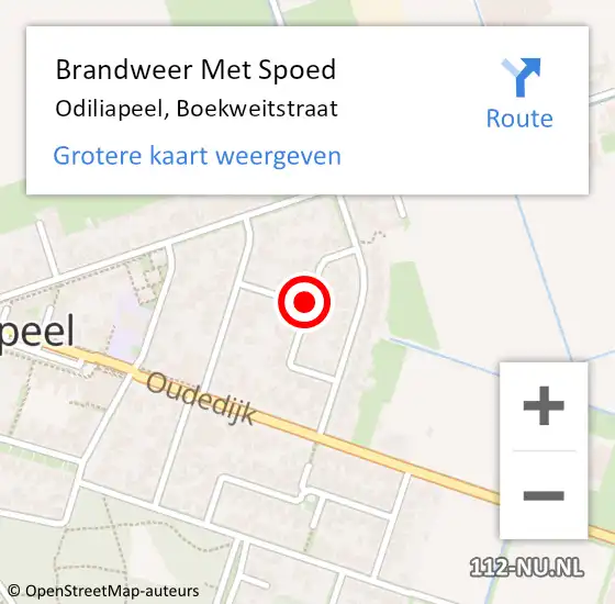 Locatie op kaart van de 112 melding: Brandweer Met Spoed Naar Odiliapeel, Boekweitstraat op 13 mei 2020 09:50