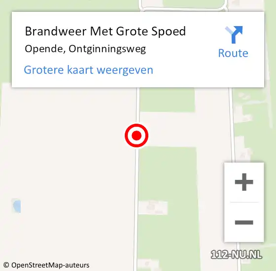 Locatie op kaart van de 112 melding: Brandweer Met Grote Spoed Naar Opende, Ontginningsweg op 13 mei 2020 10:21