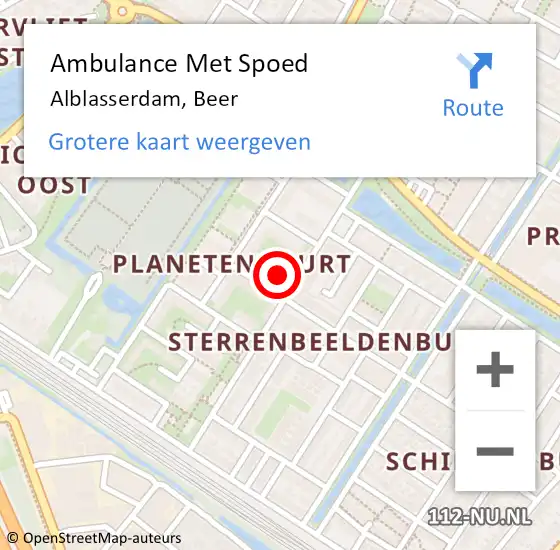 Locatie op kaart van de 112 melding: Ambulance Met Spoed Naar Alblasserdam, Beer op 13 mei 2020 11:06