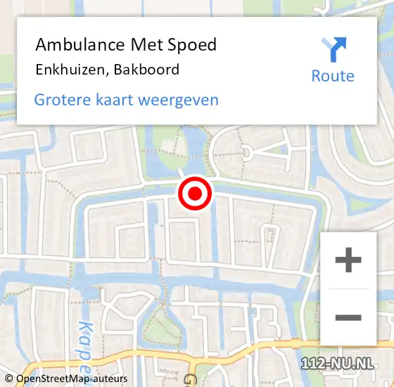 Locatie op kaart van de 112 melding: Ambulance Met Spoed Naar Enkhuizen, Bakboord op 13 mei 2020 11:07