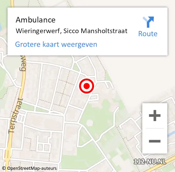 Locatie op kaart van de 112 melding: Ambulance Wieringerwerf, Sicco Mansholtstraat op 13 mei 2020 11:09