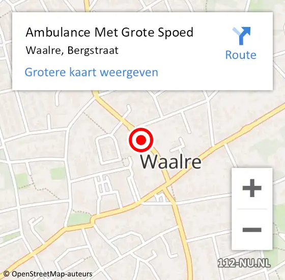 Locatie op kaart van de 112 melding: Ambulance Met Grote Spoed Naar Waalre, Bergstraat op 13 mei 2020 11:17